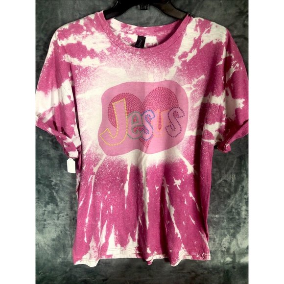 Custom Jesus T-Shirt Women’s Pink Size Extra Large Bleached Shirt - Picture 2 of 9